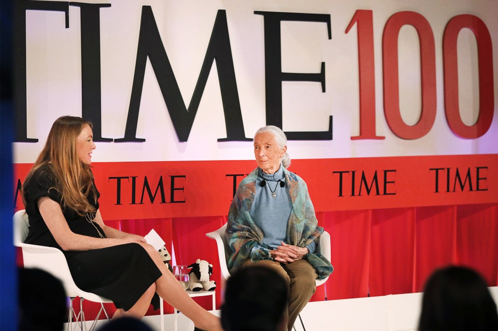 Two women sitting on stage at the TIME 100 summit.
